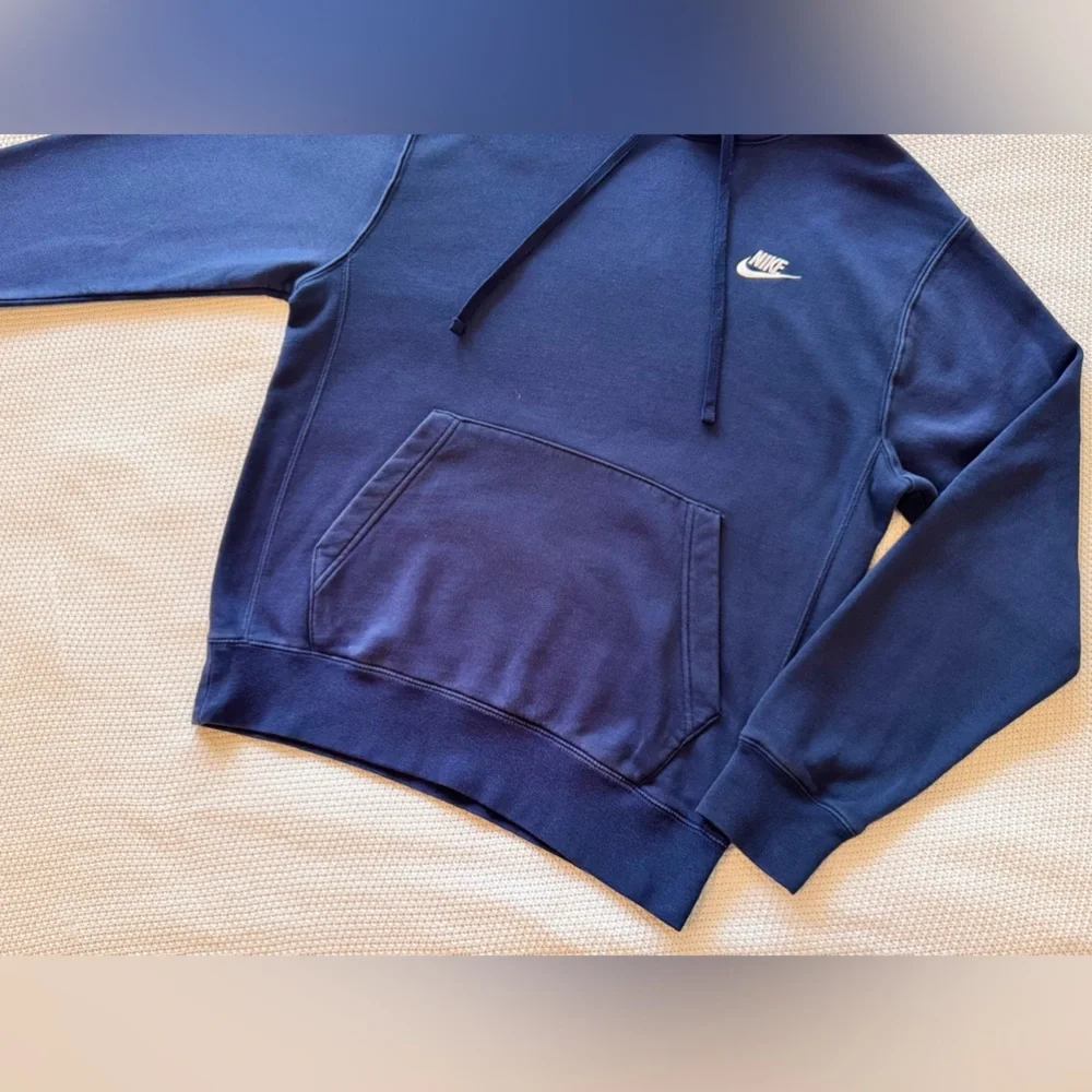 NIKE Navy Blue Fleece Hoodie Sweatshirt w Front Kangaroo Pocket